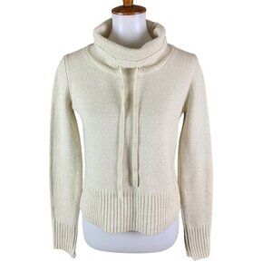 Cabi Cream Knit Cowl Neck Pullover Sweater XS Cozy Soft Minimalist Fall Layer